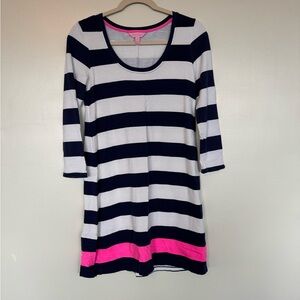 Lilly Pulitzer Navy and White Striped Dress with Pink Accent